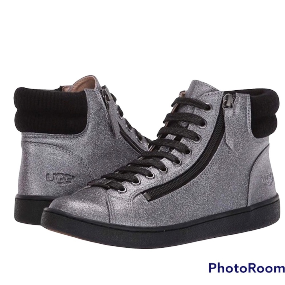 UGG Olive Glitter High Top Zip Up Sneakers